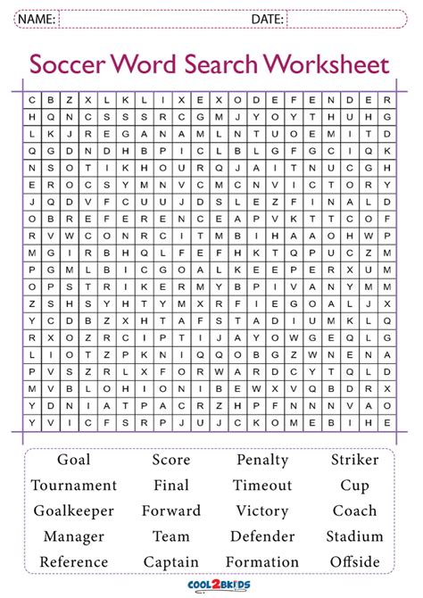 Soccer Word Search Printable