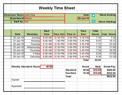 Excel Timesheet Templates Ready To Use Out Of The Box Weekly Two
