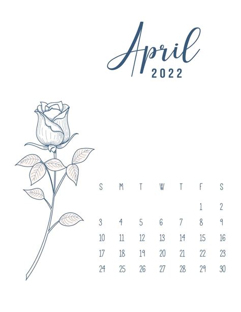 Free Printable April 2022 Calendars World Of Printables Framed