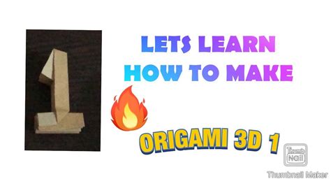 Origami 3d Number 1diy Origami Craft Ideas Art And Craft Ideas Youtube