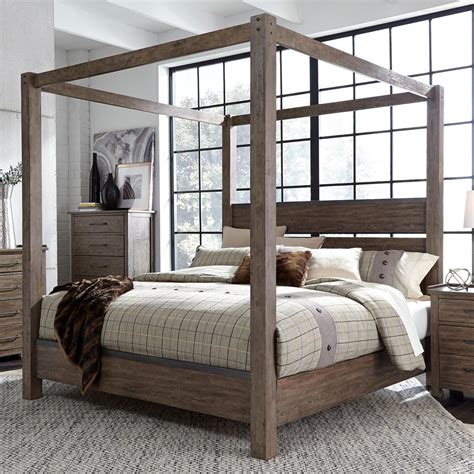 Convey a unique sophistication into your bedroom interior with this timeless piece of furniture. Liberty Furniture Sonoma Road Contemporary Queen Canopy ...