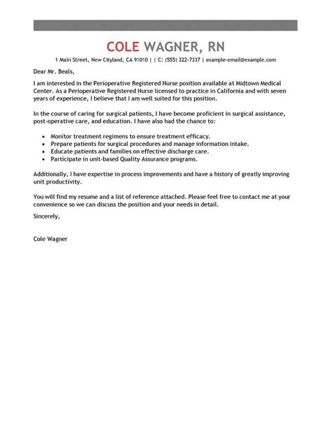 Best Perioperative Nurse Cover Letter Examples Livecareer