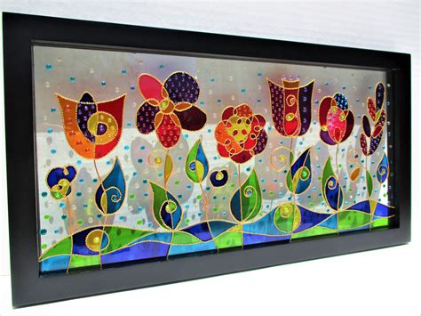 Abstract Flower Art Landscape Art Glass Painting Stained Glass Glass Art Wall Art Window Decor