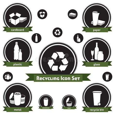 Recycling Icon Set Vector Icon Set Of Recyclable Materials For Waste