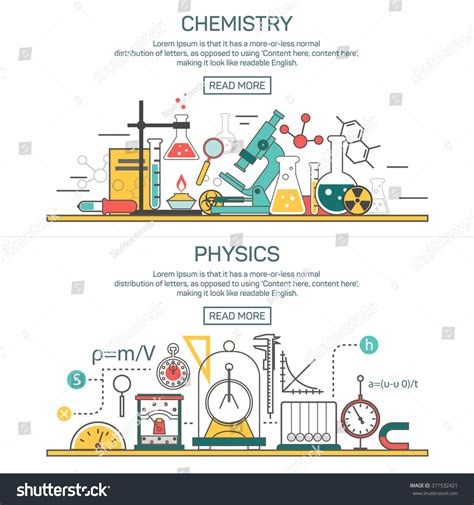 Science Banner Vector Concepts Line Style Stock Vector