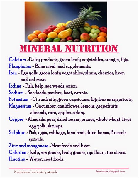 Health Benefits Of Dietary Minerals