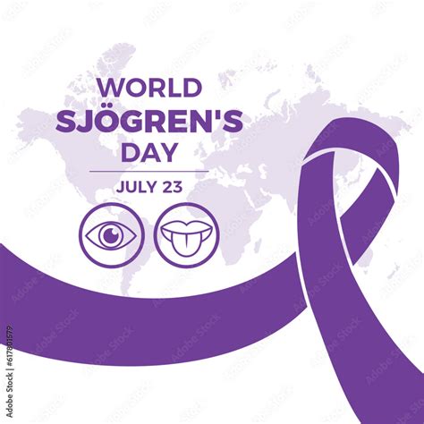 World Sjögrens Day Poster With Purple Ribbon Vector Illustration