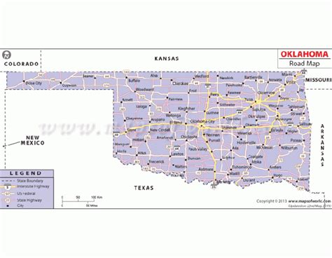 Buy Printed Oklahoma Road Map