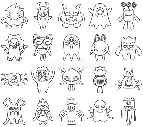 Collection 4 Monsters Party Banner Cartoon Style Stock Vector Illustration Of Halloween