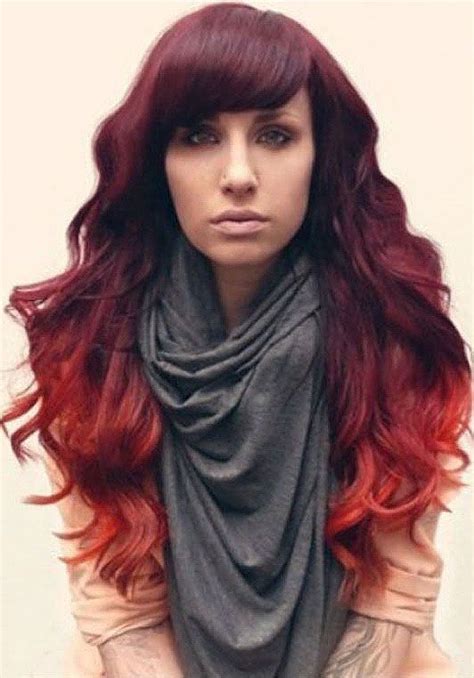 Red Ombre Burgundy To Red To Orange Love One Of My Favorites Click For More Red Hair Looks