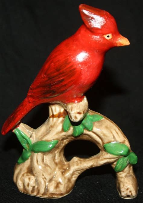 Vintage Ucagco Japan Cardinal Bird On Branch Figurine Red Bird Bird