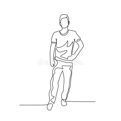 Continuous One Line Standing Man With Hand On Hip Stock Illustration