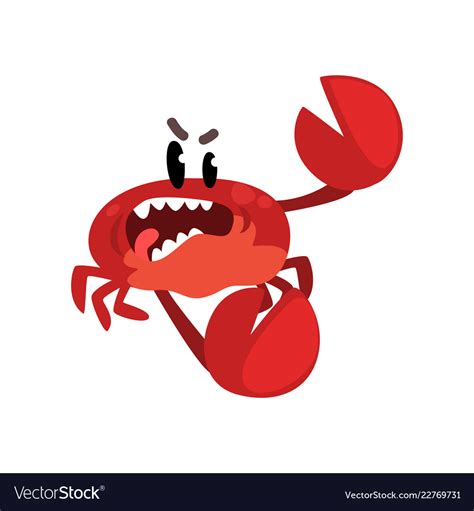 Angry Crab Character Cute Sea Creature With Funny Vector Image