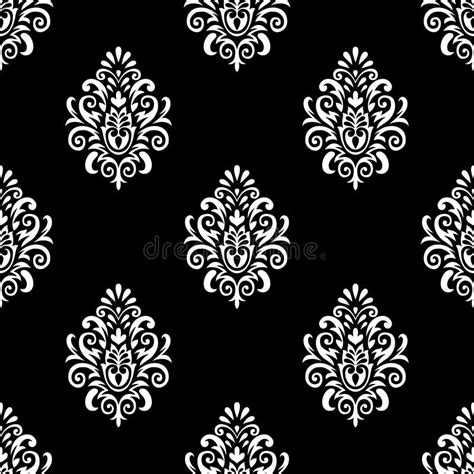 Seamless Black And White Damask Pattern Design Stock Vector