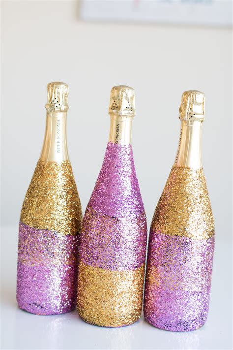 Diy Glitter Ombré Champagne Bottle Baubles To Bubbles