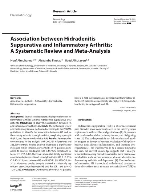 Pdf Association Between Hidradenitis Suppurativa And Inflammatory