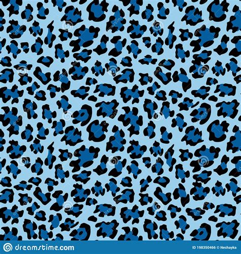 Blue Leopard Print Background Animal Seamless Pattern With Hand Drawn