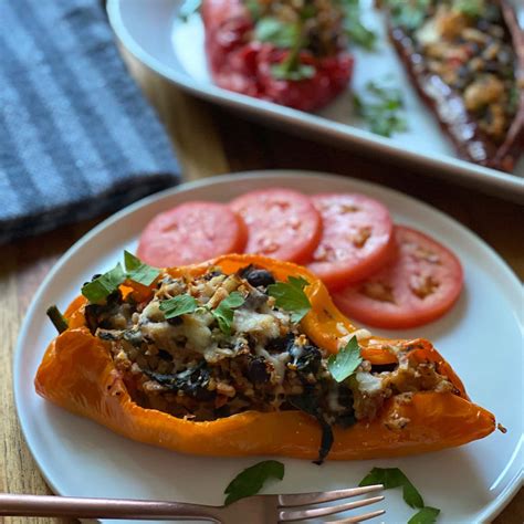 Vegetarian Stuffed Sweet Pointed Peppers Pesto And Potatoes