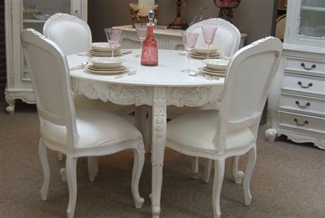 French Provincial Dining Table Set 4 Chairs And 1 Table Distresssed