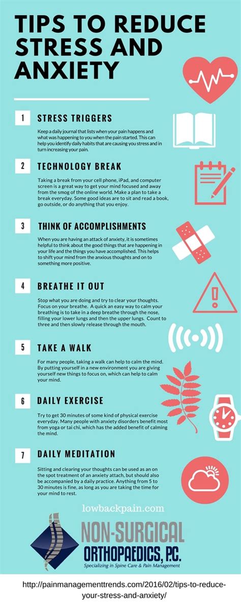 Tips To Reduce Anxiety And Stress Infographic Pain Management Trends