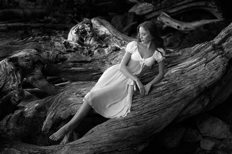 Manual Resize Of Wallpaper Girl Pose The Dark Background Tree Feet Skirt Snag Log