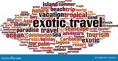 Exotic Travel Word Cloud Stock Vector Illustration Of Freedom 176401423