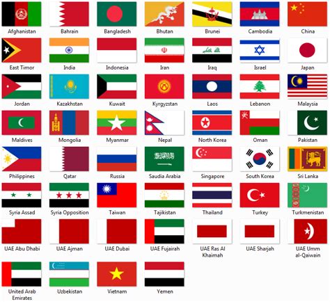 Country Flags With Names Asia Kulturaupice