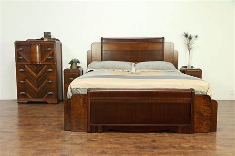 Art deco waterfall bedroom furniture. Art Deco Waterfall 1930's Vintage King Size 4 Pc. Bedroom ...