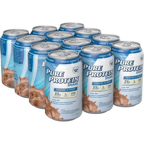 Pure Protein Shake 35 Grams Of Protein Cookies And Cream 11 Oz 12 Ct