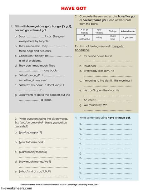 Have Got Has Got Interactive And Downloadable Worksheet You Can Do