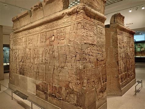 note the fine raised relief barque shrine of 25th dynasty nesi pharaoh taharka 7th century