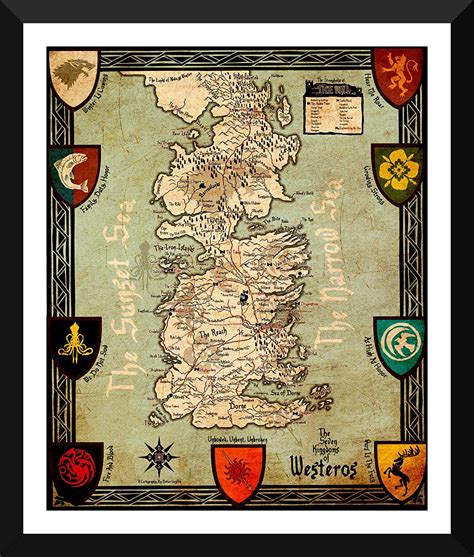 Art From Game Of Thrones Seven Kingdoms Of Westeros Map Game Of