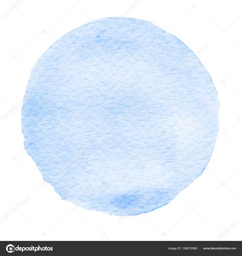 Light Blue Circle Painted With Watercolors Isolated On A White