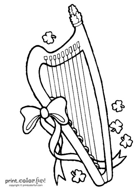 Lyre Print Color Fun Free Printables Coloring Pages Crafts