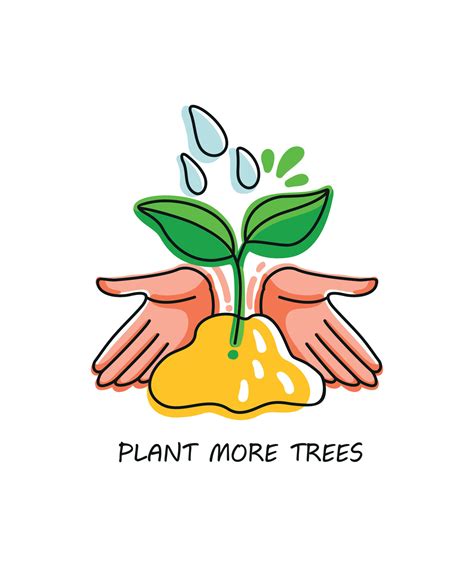 Plant More Trees Save Your Planet Eco Label Hand Drawn Vector