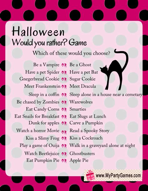 Free Printable Halloween Would You Rather Game