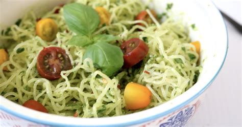A breakdown of meals during the day for breakfast, lunch, and dinner. Kelp Noodles With Avocado Pesto (low carb, gluten free ...