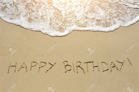 Happy Birthday Written On The Sand Beach Stock Photo 37704604 Happy