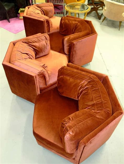 Well you're in luck, because here they come. Hexagonal Club Chairs in 'Dr. Pepper' Velvet from American ...