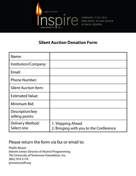 case silent auction donation forms desiree krichbaum