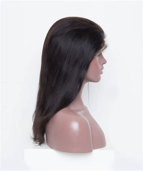 Silk Base Full Lace Human Hair Wigs Light Yaki Straight 120 Density