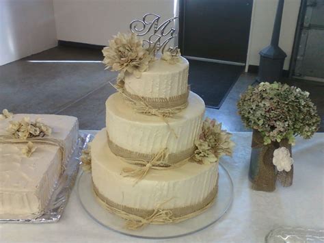 Rustic Burlap And Raffia Wedding Cake Rustic Wedding Cake Wedding
