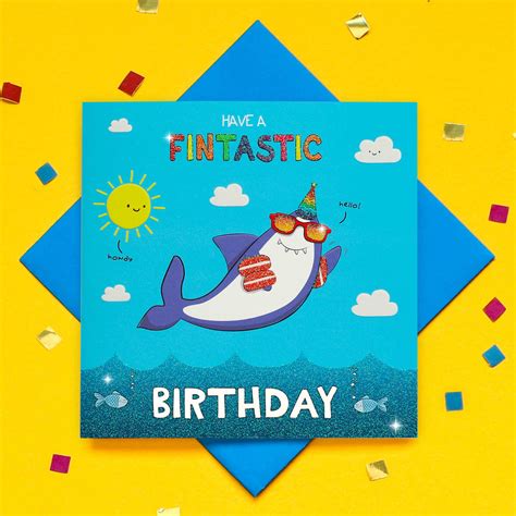 Glitter Funny Shark Birthday Card By Tache