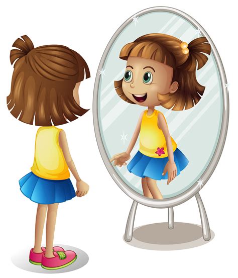 Little Girl Looking At Herself In Mirror 377053 Vector Art At Vecteezy