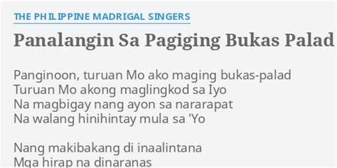 Lyrics Of The Song Panalangin Sa Pagiging Bukas Palad Palad Tagapamahala My Xxx Hot Girl