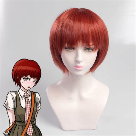 free hair cap danganronpa koizumi mahiru cosplay wig comic con girl koizumi mahiru red short