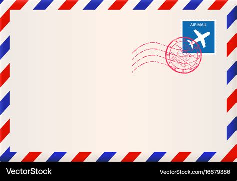 Envelope International Air Mail With Red And Blue Vector Image