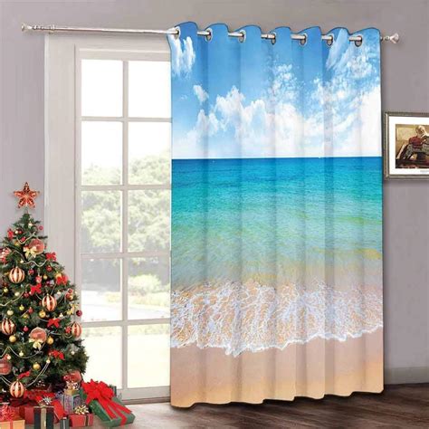 Aishare Store Patio Door Curtains Tropical Summer Season Scenic View