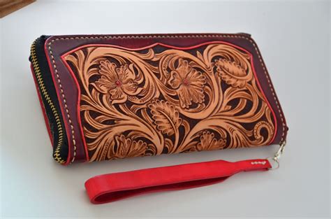 Custom Hand Made Carved Leather Wallet By Rzleathercraft
