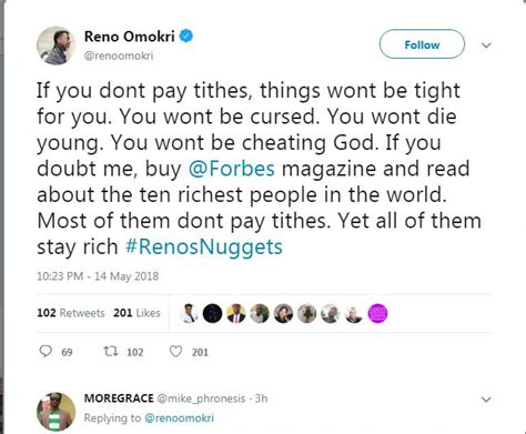 Tithe If You Dont Pay Tithes Things Wont Be Tight For You Reno Omokri Says Celebrities